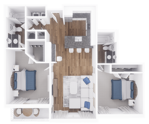 a floor plan of a 3 bedroom apartment